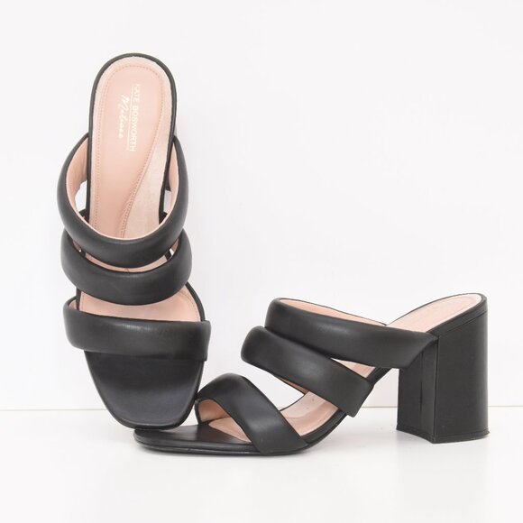 Kate Bosworth Matisse Kelly Sandals Soft Black Leather Heels Slide On 10M - Picture 1 of 13